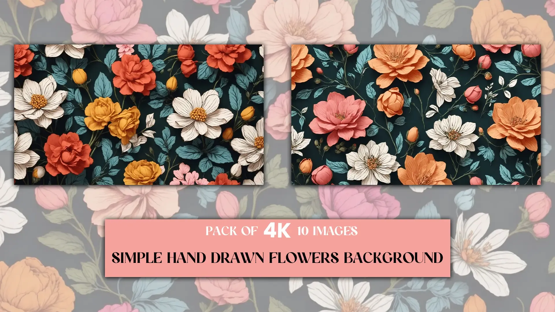 Vintage Hand-Drawn Floral Seamless Background Nature-Inspired Art image